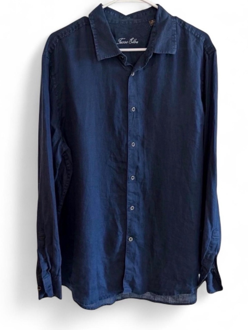 Tasso Elba Men's Navy Blue Long-Sleeve Button-Down Shirt